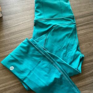 Lululemon Teal Leggings Fast and Free High Rise Tight 25”